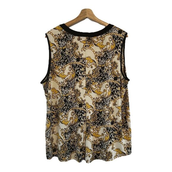 Late August Women's Gold Baroque Print Sleeveless Top Size 2X - Picture 3 of 7